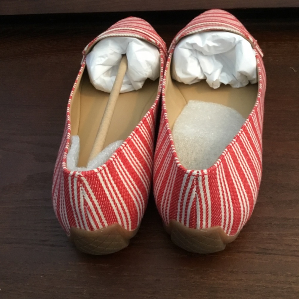 Talbots Red&White Striped Summer Flats, SZ 9.5, NIB - Picture 4 of 9